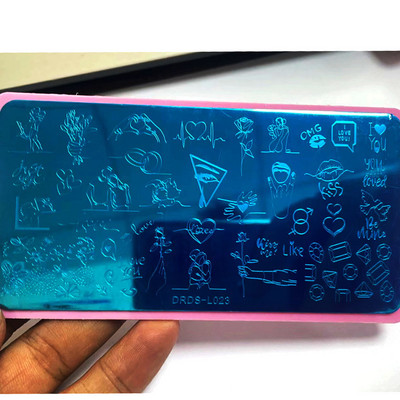 Nerūsējošā tērauda 6x12 cm nagu mākslas zīmoga plāksne/mežģīnes, ģeometrisks raksts, tauriņš, ziedu nagu mākslas veidne Diy nagu instruments