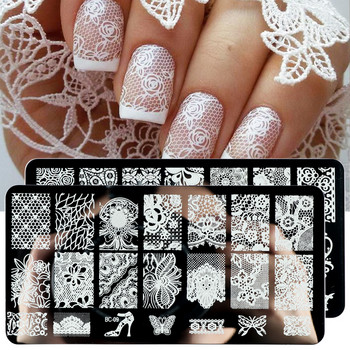 Дантелени цветя Плочи за щамповане на нокти Мандала Геометричен дизайн на ноктите Шаблони за печат Шаблони за полиране Шаблони за маникюр Инструменти TRBC01-20