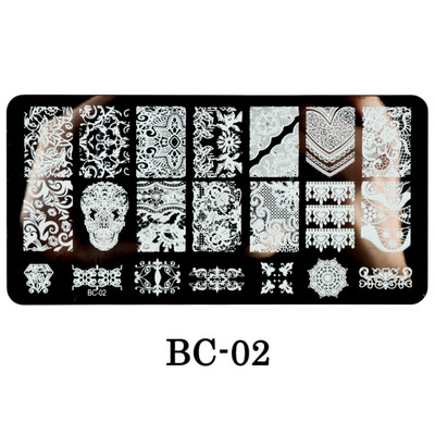 Mežģīnes Ziedi Nagu apzīmogošanas plāksnes Mandala ģeometriski nagu mākslas zīmogu veidnes Polijas apdrukas trafareti Manikīra rīki TRBC01-20