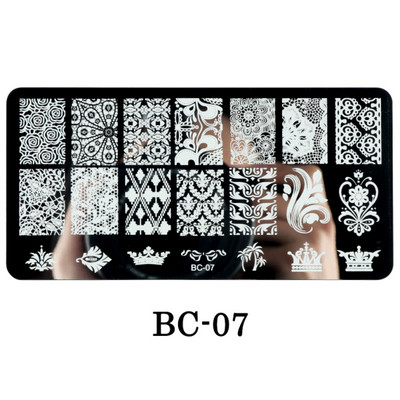 Mežģīnes Ziedi Nagu apzīmogošanas plāksnes Mandala ģeometriski nagu mākslas zīmogu veidnes Polijas apdrukas trafareti Manikīra rīki TRBC01-20
