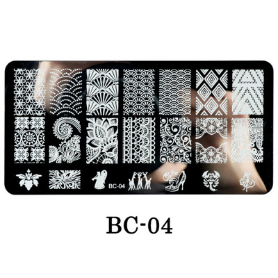 Mežģīnes Ziedi Nagu apzīmogošanas plāksnes Mandala ģeometriski nagu mākslas zīmogu veidnes Polijas apdrukas trafareti Manikīra rīki TRBC01-20