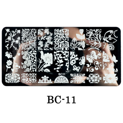 Mežģīnes Ziedi Nagu apzīmogošanas plāksnes Mandala ģeometriski nagu mākslas zīmogu veidnes Polijas apdrukas trafareti Manikīra rīki TRBC01-20