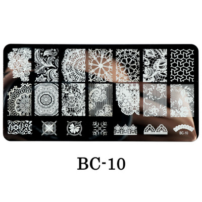 Mežģīnes Ziedi Nagu apzīmogošanas plāksnes Mandala ģeometriski nagu mākslas zīmogu veidnes Polijas apdrukas trafareti Manikīra rīki TRBC01-20