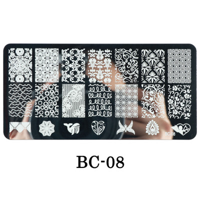 Mežģīnes Ziedi Nagu apzīmogošanas plāksnes Mandala ģeometriski nagu mākslas zīmogu veidnes Polijas apdrukas trafareti Manikīra rīki TRBC01-20