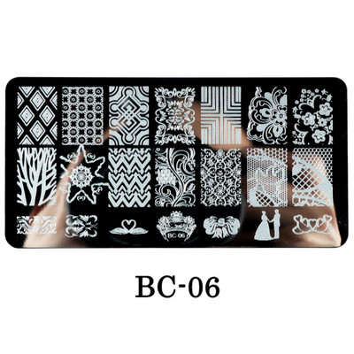 Mežģīnes Ziedi Nagu apzīmogošanas plāksnes Mandala ģeometriski nagu mākslas zīmogu veidnes Polijas apdrukas trafareti Manikīra rīki TRBC01-20