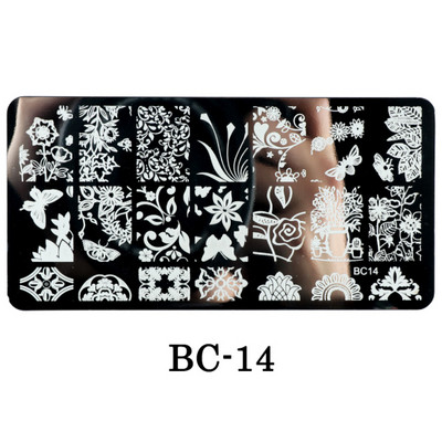 Mežģīnes Ziedi Nagu apzīmogošanas plāksnes Mandala ģeometriski nagu mākslas zīmogu veidnes Polijas apdrukas trafareti Manikīra rīki TRBC01-20