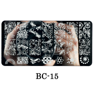 Mežģīnes Ziedi Nagu apzīmogošanas plāksnes Mandala ģeometriski nagu mākslas zīmogu veidnes Polijas apdrukas trafareti Manikīra rīki TRBC01-20