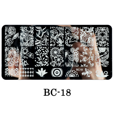 Mežģīnes Ziedi Nagu apzīmogošanas plāksnes Mandala ģeometriski nagu mākslas zīmogu veidnes Polijas apdrukas trafareti Manikīra rīki TRBC01-20