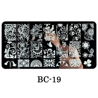 Mežģīnes Ziedi Nagu apzīmogošanas plāksnes Mandala ģeometriski nagu mākslas zīmogu veidnes Polijas apdrukas trafareti Manikīra rīki TRBC01-20