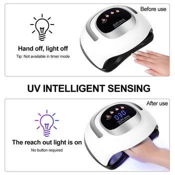 Професионална UV LED лампа за нокти 320W Голяма мощност 72LEDs Лампа за изсушаване на нокти за маникюр Сензор за сушене на гел лак за нокти Инструменти за изкуство на ноктите