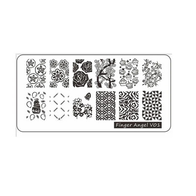 6*12cm Vatreni cvijet Ploče za utiskivanje noktiju Plamen Slovo Cvijeće Lišće Šablon za ispis Umjetnički pečat za manikiranje Alati za nokte