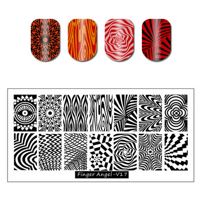 6*12cm Vatreni cvijet Ploče za utiskivanje noktiju Plamen Slovo Cvijeće Lišće Šablon za ispis Umjetnički pečat za manikiranje Alati za nokte