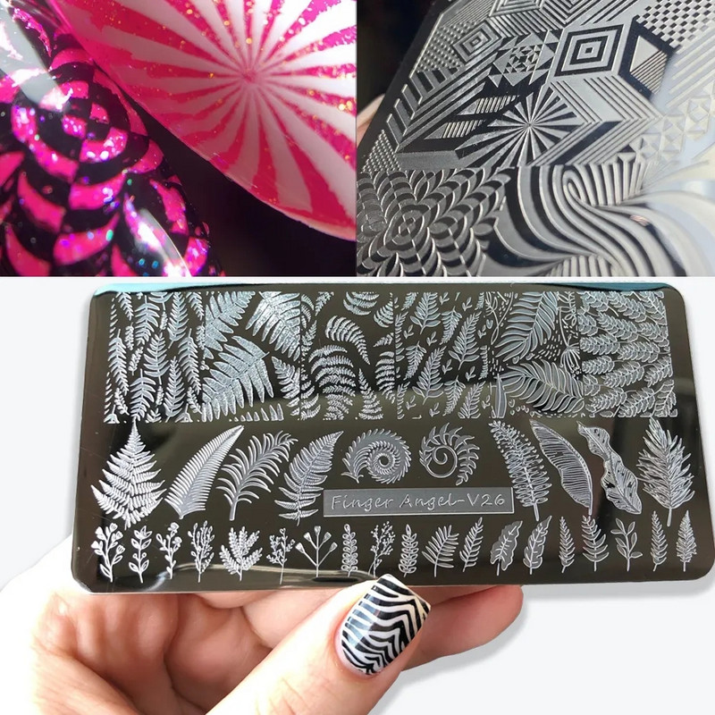 6*12cm Vatreni cvijet Ploče za utiskivanje noktiju Plamen Slovo Cvijeće Lišće Šablon za ispis Umjetnički pečat za manikiranje Alati za nokte