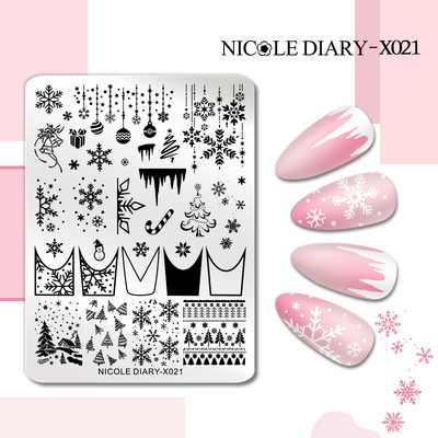 NICOLE DIARY Ziedu kviešu nagu apzīmogošanas plāksnes zīmēšanas veidne Love Heart attēls Trafarets Veidne nagu štancēšanas pulēšanas drukāšanas rīki