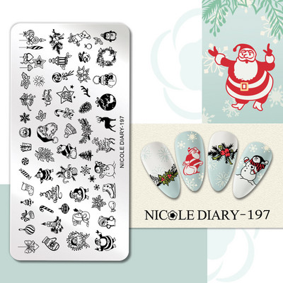 NICOLE DIARY Ziedu kviešu nagu apzīmogošanas plāksnes zīmēšanas veidne Love Heart attēls Trafarets Veidne nagu štancēšanas pulēšanas drukāšanas rīki