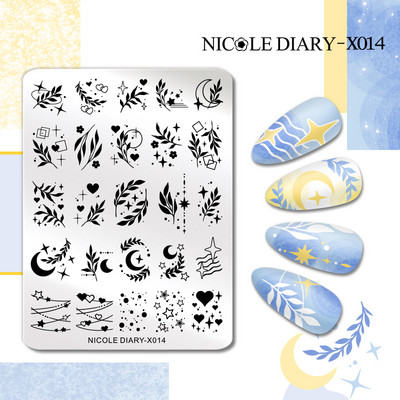 NICOLE DIARY Ziedu kviešu nagu apzīmogošanas plāksnes zīmēšanas veidne Love Heart attēls Trafarets Veidne nagu štancēšanas pulēšanas drukāšanas rīki