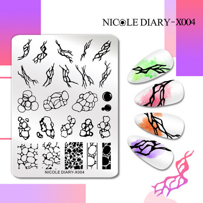 NICOLE DIARY Ziedu kviešu nagu apzīmogošanas plāksnes zīmēšanas veidne Love Heart attēls Trafarets Veidne nagu štancēšanas pulēšanas drukāšanas rīki