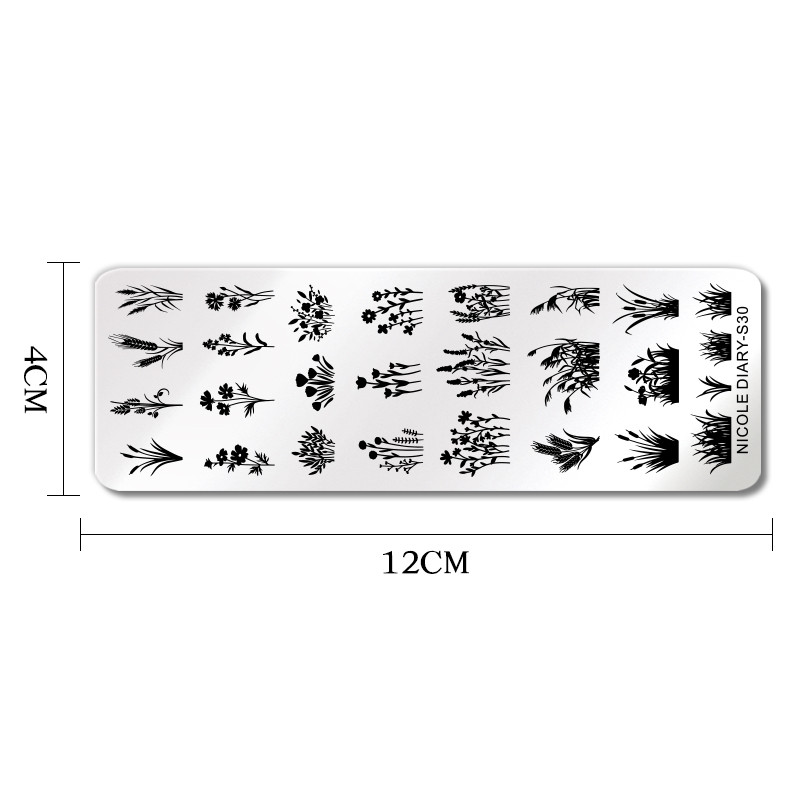 NICOLE DIARY Ziedu kviešu nagu apzīmogošanas plāksnes zīmēšanas veidne Love Heart attēls Trafarets Veidne nagu štancēšanas pulēšanas drukāšanas rīki