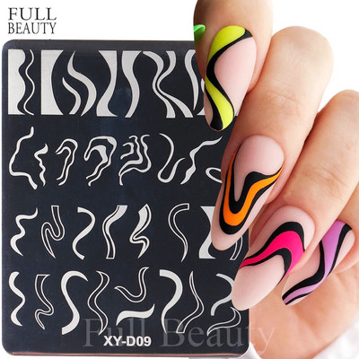 Linie franceză Nail Art Ștampilare Plăci Șablon Vârtej Geometrie Flori Dantela pentru Manichiură Imprimare Șabloane Ștampile unghiilor Instrumente de matriță