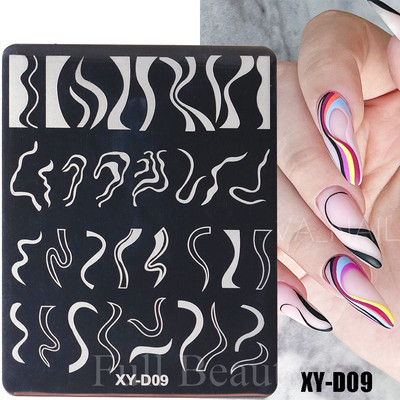 Francuska linija Nail Art Ploče za utiskivanje Šablona Vrtložna geometrija Cvijeće Čipka za manikuru Ispis Pečat za nokte Predlošci Alati za kalupe