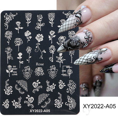 Francuska linija Nail Art Ploče za utiskivanje Šablona Vrtložna geometrija Cvijeće Čipka za manikuru Ispis Pečat za nokte Predlošci Alati za kalupe