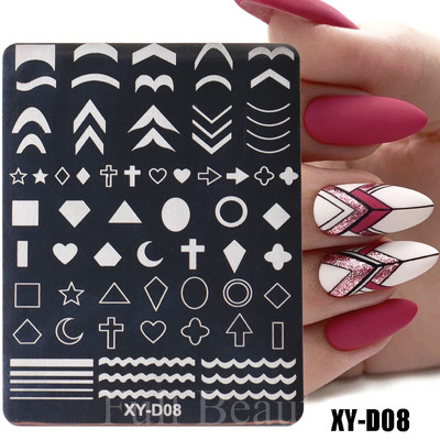 Francuska linija Nail Art Ploče za utiskivanje Šablona Vrtložna geometrija Cvijeće Čipka za manikuru Ispis Pečat za nokte Predlošci Alati za kalupe