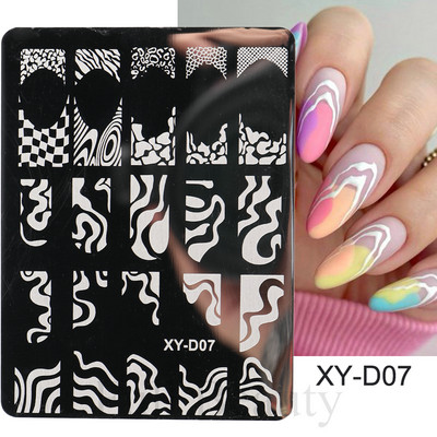 Francuska linija Nail Art Ploče za utiskivanje Šablona Vrtložna geometrija Cvijeće Čipka za manikuru Ispis Pečat za nokte Predlošci Alati za kalupe
