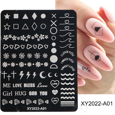 Francuska linija Nail Art Ploče za utiskivanje Šablona Vrtložna geometrija Cvijeće Čipka za manikuru Ispis Pečat za nokte Predlošci Alati za kalupe