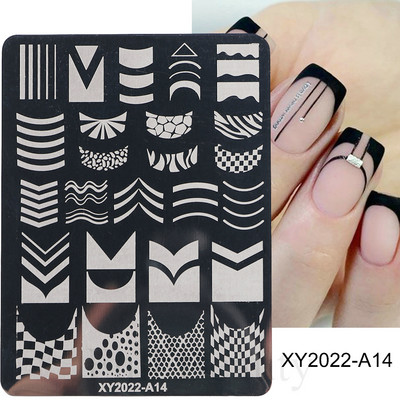 Francuska linija Nail Art Ploče za utiskivanje Šablona Vrtložna geometrija Cvijeće Čipka za manikuru Ispis Pečat za nokte Predlošci Alati za kalupe