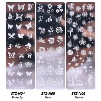 2 τμχ Πλάκες σφράγισης νυχιών Σετ Πινέλο Σιλικόνης Σφουγγάρι Στένσιλ μεταφοράς λουλουδιών Γεωμετρία λουλουδιών DIY Πρότυπο Εργαλείο νυχιών CHSTZN01-12-