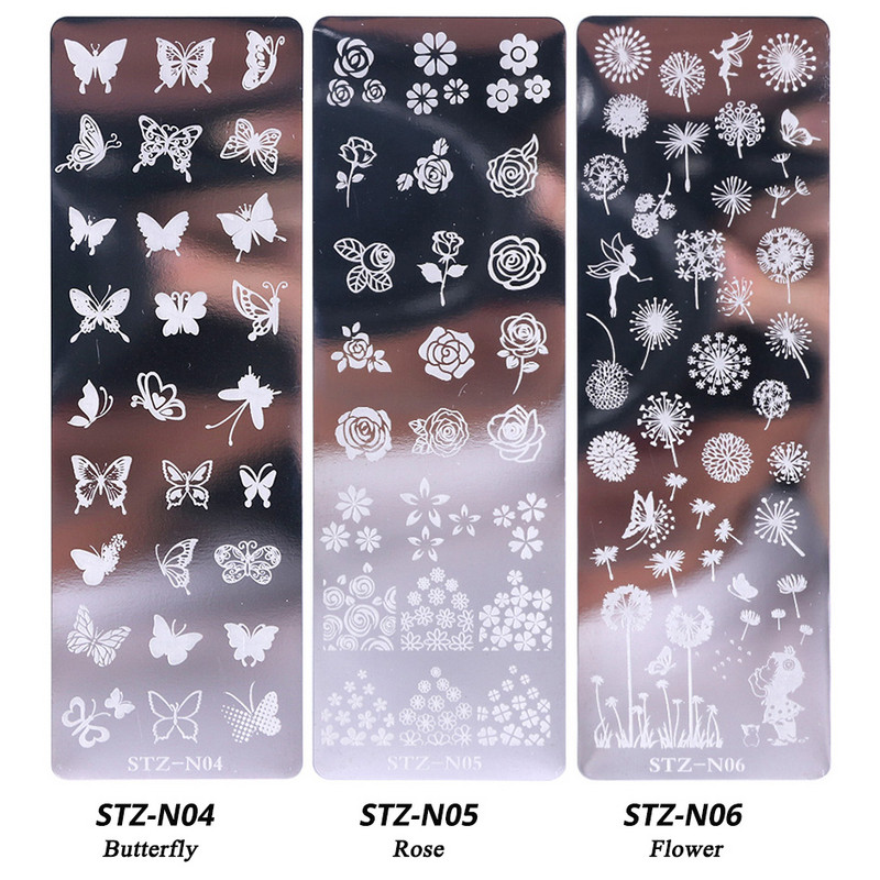 Set pločica za utiskivanje noktiju od 2 komada Silikonska spužvasta četkica Šablone za prijenos laka Cvjetna geometrija DIY šablona Alat za nokte CHSTZN01-12-