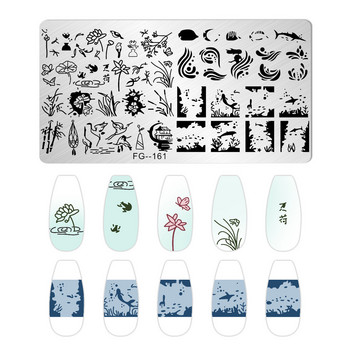 Χαριτωμένα πιάτα για σφράγιση νυχιών με χαριτωμένα ζώα Επιτύπωση κύματα δέντρων καρύδας Σειρά Nail Art Image Stamp Στένσιλ από ανοξείδωτο χάλυβα Εργαλεία νυχιών
