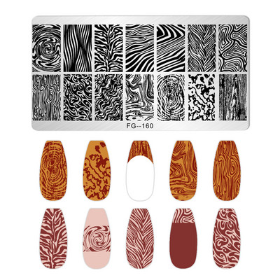 Jauki dzīvnieku nagu apzīmogošanas plāksnes Overprint Kokosriekstu koka viļņi Series Nail Art Attēlu zīmogs Nerūsējošā tērauda trafareti Nagu instrumenti