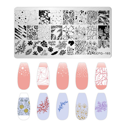 Jauki dzīvnieku nagu apzīmogošanas plāksnes Overprint Kokosriekstu koka viļņi Series Nail Art Attēlu zīmogs Nerūsējošā tērauda trafareti Nagu instrumenti
