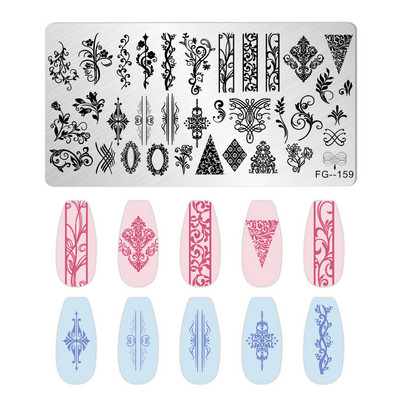 Jauki dzīvnieku nagu apzīmogošanas plāksnes Overprint Kokosriekstu koka viļņi Series Nail Art Attēlu zīmogs Nerūsējošā tērauda trafareti Nagu instrumenti