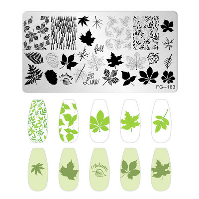 Jauki dzīvnieku nagu apzīmogošanas plāksnes Overprint Kokosriekstu koka viļņi Series Nail Art Attēlu zīmogs Nerūsējošā tērauda trafareti Nagu instrumenti