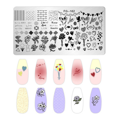 Jauki dzīvnieku nagu apzīmogošanas plāksnes Overprint Kokosriekstu koka viļņi Series Nail Art Attēlu zīmogs Nerūsējošā tērauda trafareti Nagu instrumenti