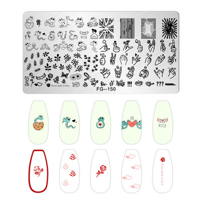 Jauki dzīvnieku nagu apzīmogošanas plāksnes Overprint Kokosriekstu koka viļņi Series Nail Art Attēlu zīmogs Nerūsējošā tērauda trafareti Nagu instrumenti