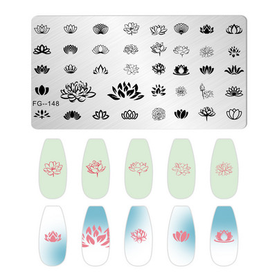 Jauki dzīvnieku nagu apzīmogošanas plāksnes Overprint Kokosriekstu koka viļņi Series Nail Art Attēlu zīmogs Nerūsējošā tērauda trafareti Nagu instrumenti