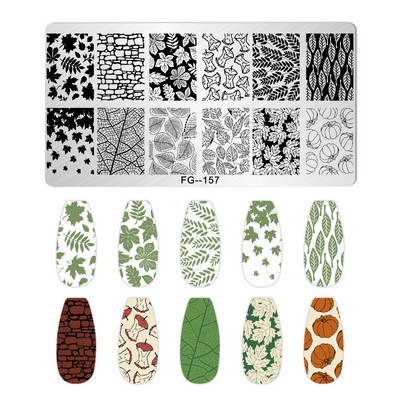 Jauki dzīvnieku nagu apzīmogošanas plāksnes Overprint Kokosriekstu koka viļņi Series Nail Art Attēlu zīmogs Nerūsējošā tērauda trafareti Nagu instrumenti