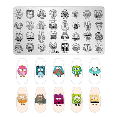 Jauki dzīvnieku nagu apzīmogošanas plāksnes Overprint Kokosriekstu koka viļņi Series Nail Art Attēlu zīmogs Nerūsējošā tērauda trafareti Nagu instrumenti