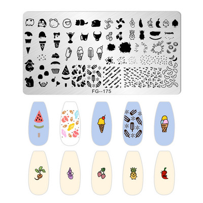 Jauki dzīvnieku nagu apzīmogošanas plāksnes Overprint Kokosriekstu koka viļņi Series Nail Art Attēlu zīmogs Nerūsējošā tērauda trafareti Nagu instrumenti