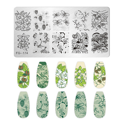 Jauki dzīvnieku nagu apzīmogošanas plāksnes Overprint Kokosriekstu koka viļņi Series Nail Art Attēlu zīmogs Nerūsējošā tērauda trafareti Nagu instrumenti