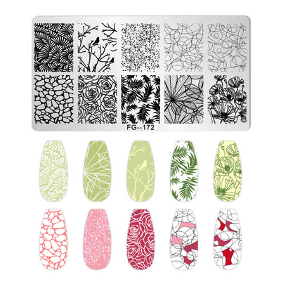 Jauki dzīvnieku nagu apzīmogošanas plāksnes Overprint Kokosriekstu koka viļņi Series Nail Art Attēlu zīmogs Nerūsējošā tērauda trafareti Nagu instrumenti