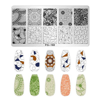 Jauki dzīvnieku nagu apzīmogošanas plāksnes Overprint Kokosriekstu koka viļņi Series Nail Art Attēlu zīmogs Nerūsējošā tērauda trafareti Nagu instrumenti