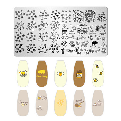 Jauki dzīvnieku nagu apzīmogošanas plāksnes Overprint Kokosriekstu koka viļņi Series Nail Art Attēlu zīmogs Nerūsējošā tērauda trafareti Nagu instrumenti