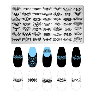 Jauki dzīvnieku nagu apzīmogošanas plāksnes Overprint Kokosriekstu koka viļņi Series Nail Art Attēlu zīmogs Nerūsējošā tērauda trafareti Nagu instrumenti