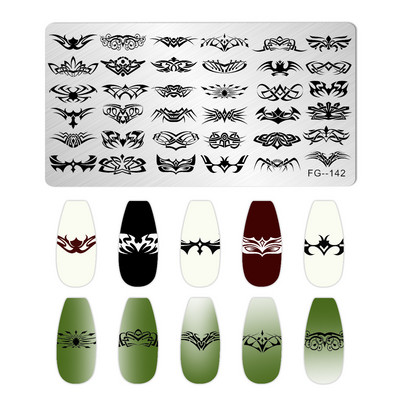 Jauki dzīvnieku nagu apzīmogošanas plāksnes Overprint Kokosriekstu koka viļņi Series Nail Art Attēlu zīmogs Nerūsējošā tērauda trafareti Nagu instrumenti