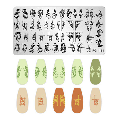 Jauki dzīvnieku nagu apzīmogošanas plāksnes Overprint Kokosriekstu koka viļņi Series Nail Art Attēlu zīmogs Nerūsējošā tērauda trafareti Nagu instrumenti