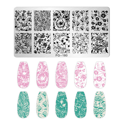 Jauki dzīvnieku nagu apzīmogošanas plāksnes Overprint Kokosriekstu koka viļņi Series Nail Art Attēlu zīmogs Nerūsējošā tērauda trafareti Nagu instrumenti